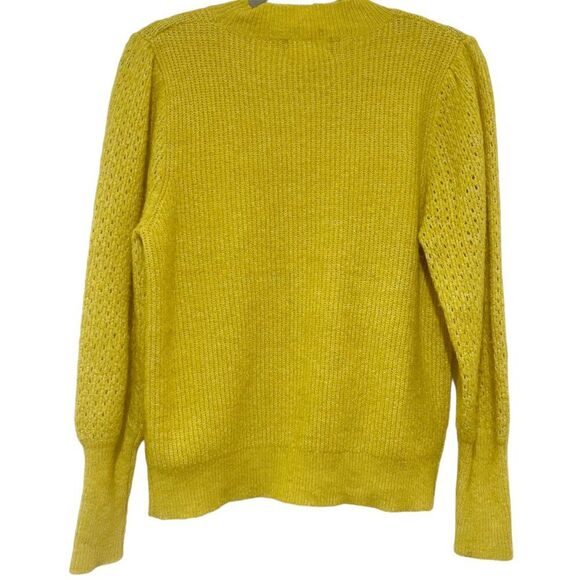 Womens Hearloom Yellow Bright Bishop Sleeve Cozy Comfy Knit Sweater Large Boho - Picture 5 of 11